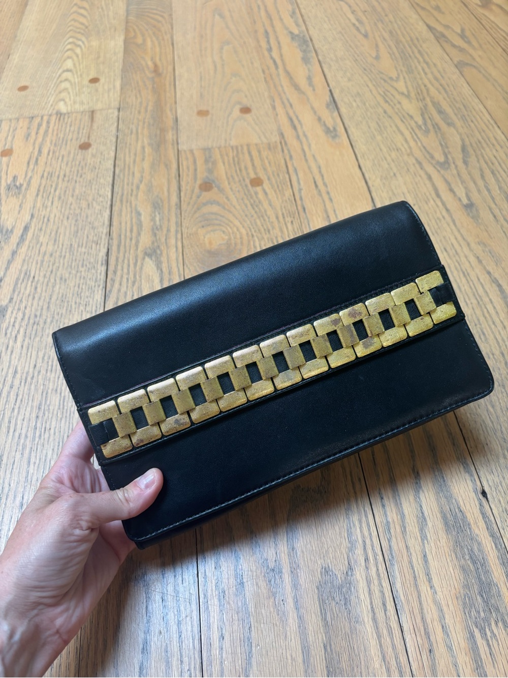 Jenny Bird leather Clutch with Gold Chain